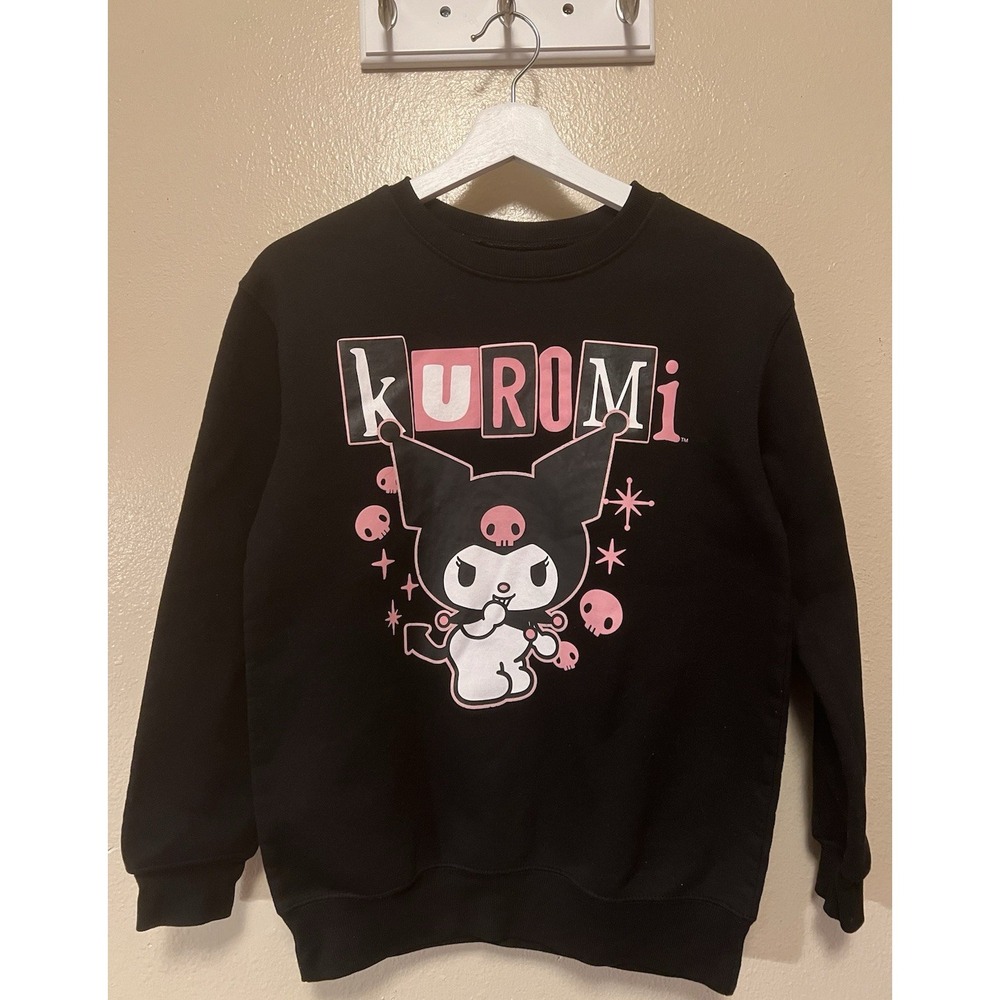 Sanrio Kuromi Crewneck Sweatshirt Black Graphic Apparel Hybrid Pullover 2024 XS